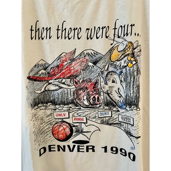 Vintage 90s Final Four Denver 1990 UNLV, Duke, etc Single Stitch Shirt Adult XL - Picture 3 of 4